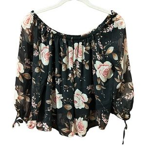 American Eagle Top Boho Peasant Cropped Small